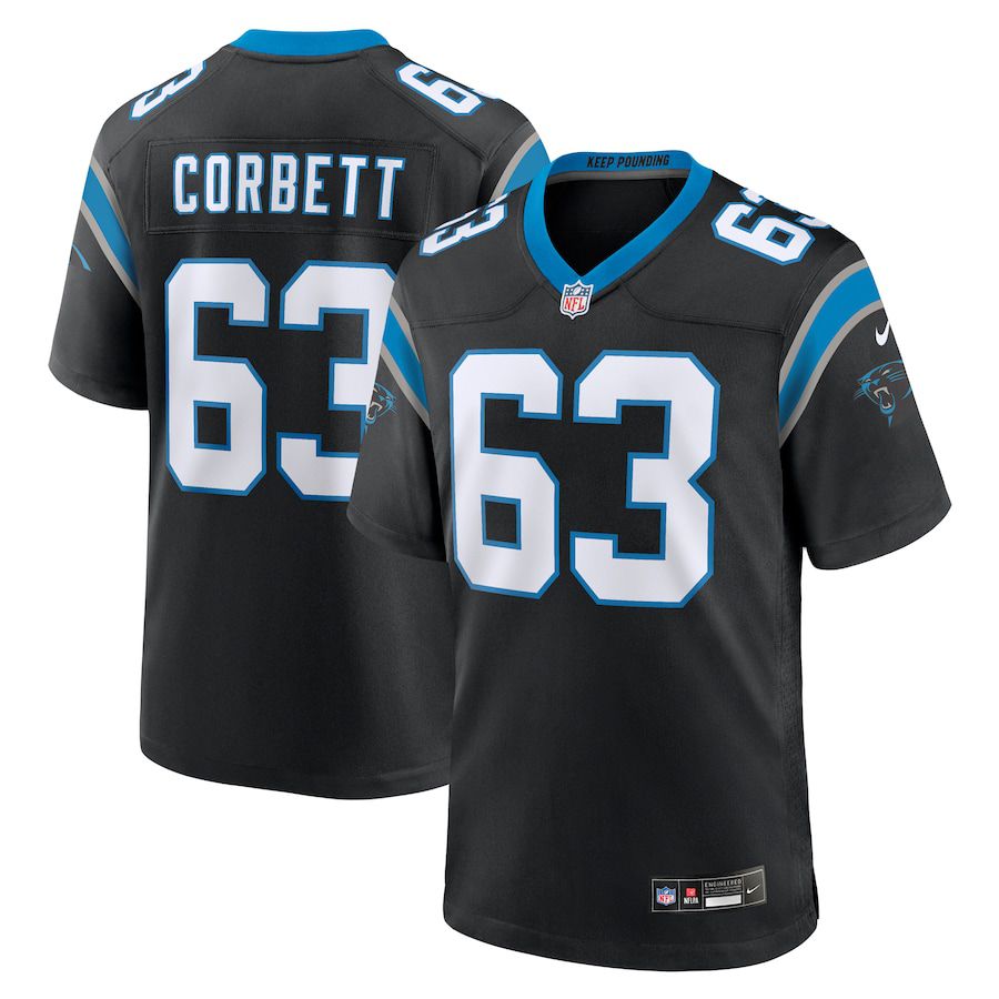 Men Carolina Panthers 63 Austin Corbett Nike Black Team Game NFL Jersey